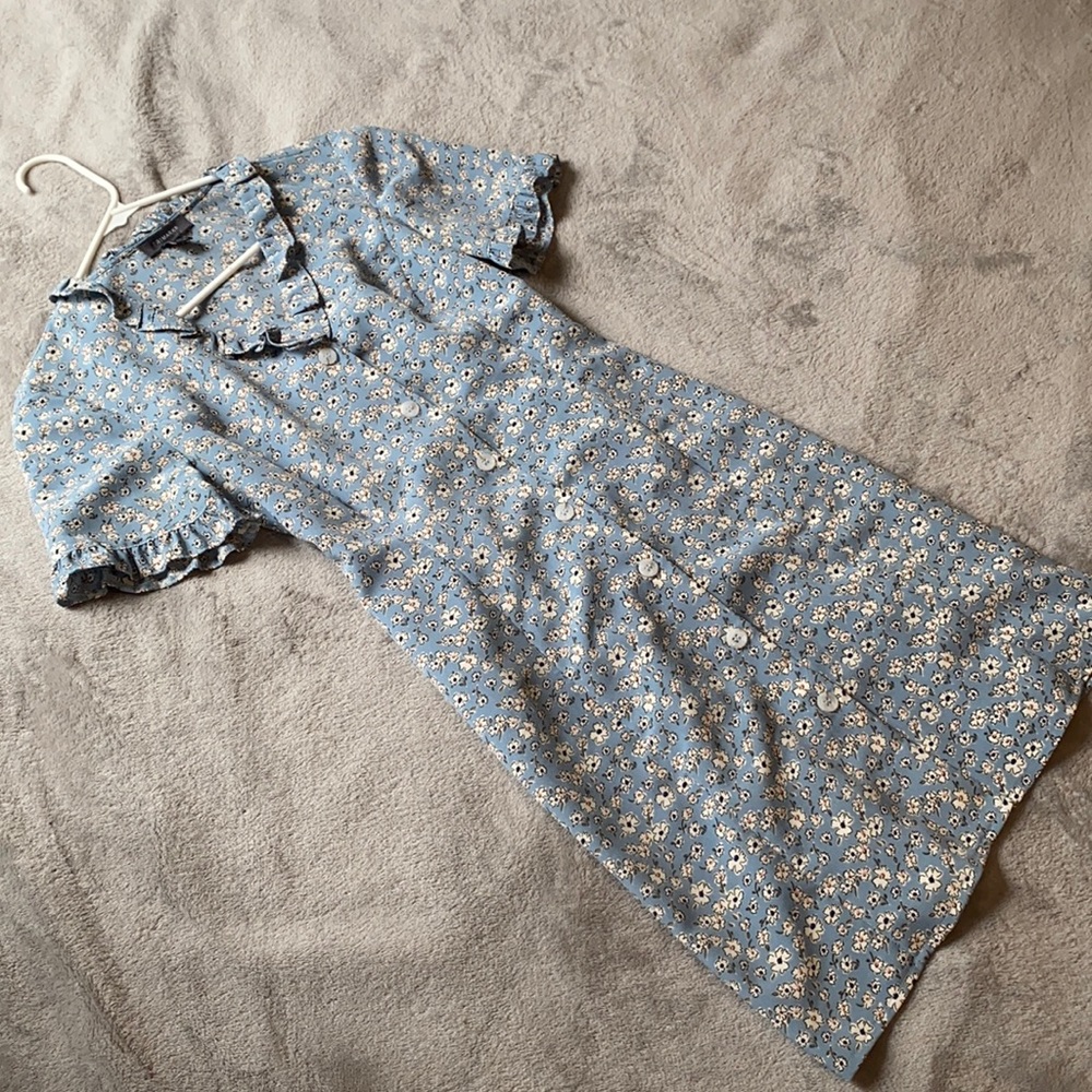 PRIMARK blue sundress with ruffle short sleeves